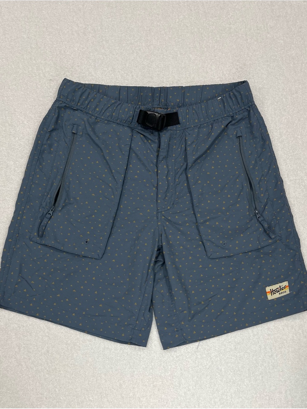 Howler Brothers Pedernales Hybrid Shorts 34 Blue Gray Belted Hiking Zip Pockets